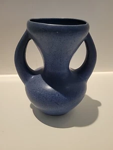 Usana Pottery Blue Two Handled Vase Vintage - Picture 1 of 11