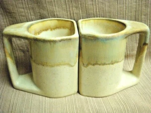 2 Signed Handcrafted Stoneware COUPLE / LOVER MUGS by PADILLA Unique Drip Glaze - Picture 1 of 7