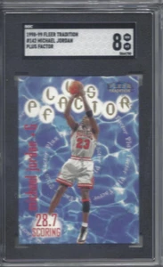 Tarjeta de baloncesto Fleer Plus Factor 1998 #142 Michael Jordan Chicago Bulls SGC 8 - Imagen 1 de 2