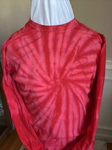 RED TIE DYE Long Sleeves, Crew Neck 100% Cotton T-Shirt  * Large, - Picture 1 of 4