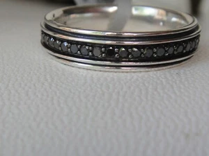 $1250 DAVID YURMAN SILVER MENS STREAMLINE BLACK DIAMOND RING - Picture 1 of 4