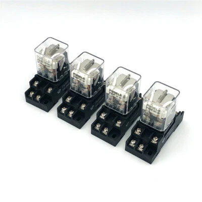 4sets High Power Relay JQX-30F 2Z 30A 12VDC 24VDC 110VAC 220VAC DPDT 8Pin w Base - Image 1 of 4