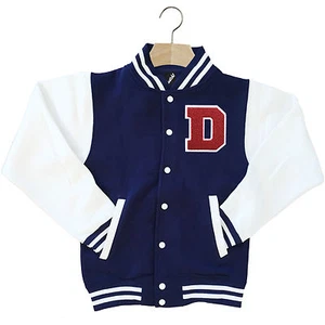VARSITY BASEBALL JACKET UNISEX PERSONALISED WITH GENUINE US COLLEGE LETTER D - Picture 1 of 2