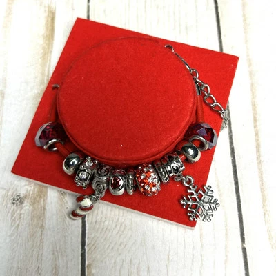 Glam & Glow Nuevo en Caja Navidad Vacaciones Tono Plata Cuentas Dije Pulsera Joyería Foto 1 de 4
