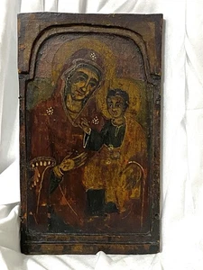 Antike 19.Jh. Hodegetria Christus Jesus Ikone religiöse Plakette russisch oder griechisch? - Bild 1 von 24