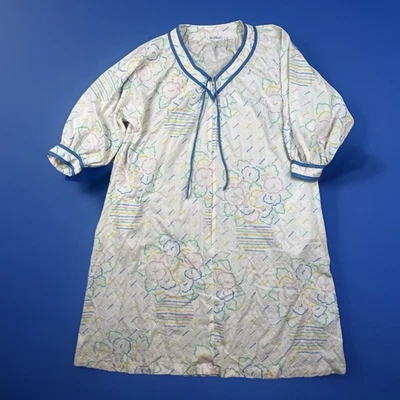 Vintage Miss Elaine Nightgown Size Medium Floral Pockets Zip Robe Gown Pastels - Image 1 of 4