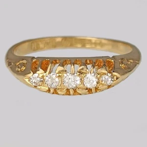 Antique Diamond Ring Henry Wilkinson 18ct Gold Five Stone Ring Birmingham 1923 - Picture 1 of 6