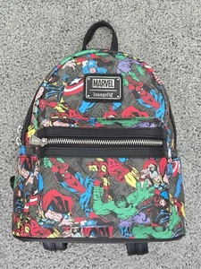 ¡Mini mochila Loungefly Marvel Avengers con impresión de cómic por todas partes! Hulk Iron Man Thor - Imagen 1 de 7
