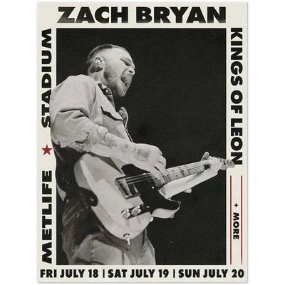 Zach Bryan Kings of Leon Metlife Stadium Poster July 18-20