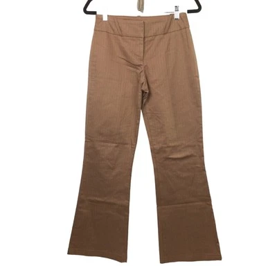 Брюки Bebe в тонкую полоску Y2K плоские для переднего офиса сирена средняя посадка карьерные коричневые 2 - Изображение 1 из 4