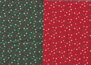 Two Long Quarters Red & Green Spotted Christmas Fabrics, Quilting/Patchwork - Bild 1 von 3