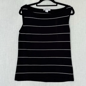 Savane Black & White Striped Tank Top Size L – Sleeveless Stretch Knit Casual - Picture 1 of 6