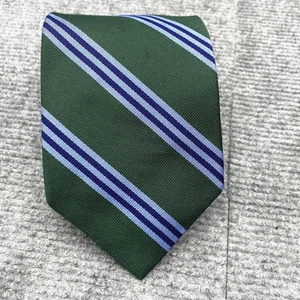 Brooks Brothers VTG Tie Mens Silk Regimental Green Blue Stripe USA Made 3.5 x 60 - Picture 1 of 8