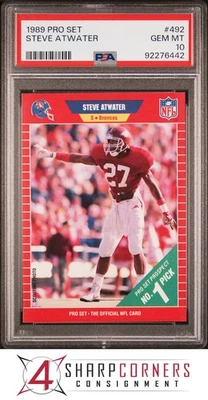 1989 PRO SET #492 STEVE ATWATER RC BRONCOS HOF PSA 10 - Image 1 of 3