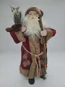18" Bronceado y Rojo Bata Personal Papá Noel Coleccionable Muñeca Navidad Estatuilla Decoración - Imagen 1 de 6