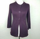 Ann Taylor Women sweater size XS cardigan purple crew neckline buttons 3/4 sl-vs