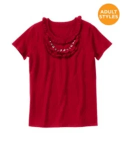 GYMBOREE WOMEN'S HOLIDAY TRADITIONS RED GEM NECKLINE RUFFLE SWEATER 10 NWT - Picture 1 of 1