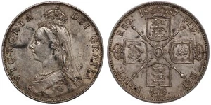 Great Britain 1887 Florin Victoria Jubilee Head S-3925 Sterling Silver Coin - Bild 1 von 3