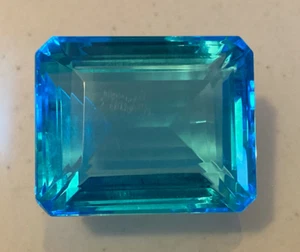 Tourmaline Blue Green Lab Created Gemstone 202ct 37 x 24 x 22 mm Emerald Cut - Picture 1 of 6