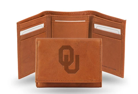 Oklahoma Sooners Embossed Leather Trifold Wallet Cover