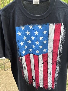 USA American Flag Patriotic Men's Size XL Fruit of the Loom Black T Shirt - Picture 1 of 4