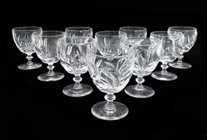 10 Steuben Art Glass Water Goblets in Leaves Signed - Picture 1 of 8