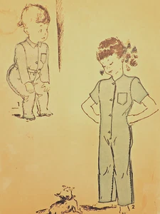1940s Boys/Girls Advance #4443 One Piece/Sleeper/Pajamas Sz 4 B23 Complete - Picture 1 of 8