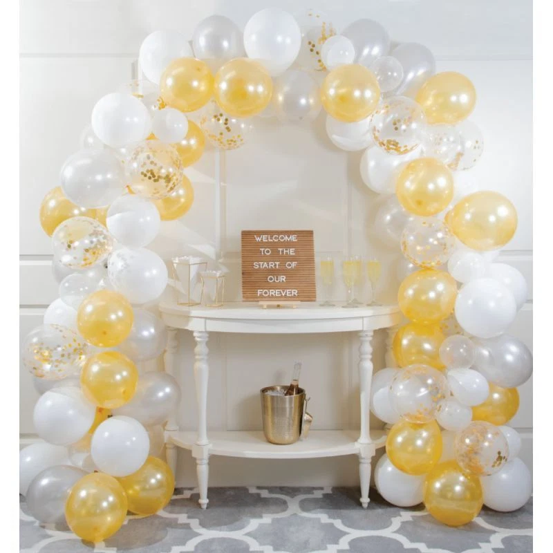 Large White and Gold Balloon Arch Kit 110 12-inch Assorted Latex Balloons - Image 1 of 1