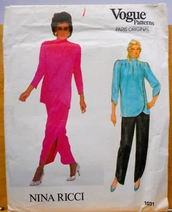 Pantaloni top vintage modello Vogue 1031 Paris originali Nina Ricci taglia 10 non tagliati FF - Foto 1 di 2
