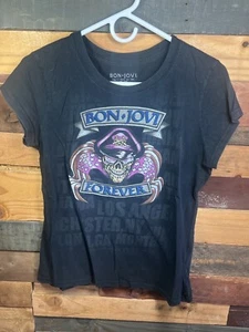 Retro Girls Bon Jovi Band themed Black colored T shirt Size XL 15/17 The Beatles - Picture 1 of 7