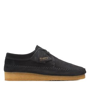 NEW MENS CLARKS ORIGINALS WEAVER LIMITED EDITION BLACK SUEDE LOW SHOES MOCCASIN 