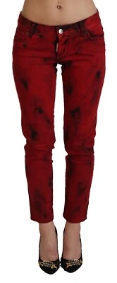 DSQUARED2 Pantalones Rojo Cintura Baja Algodón Elástico Flaco IT38/ US4/ XS - Imagen 1 de 4