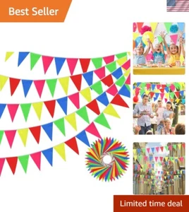 1640 ft Pennant Banner Flags Multicolor Bunting Triangle Flags Reusable Rainb... - Picture 1 of 7