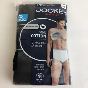 Jockey Para Hombre Clásico Ascenso Completo ~ Paquete de 3 Talla 40 Negro 100% Algodón Negro NUEVO - Imagen 1 de 6
