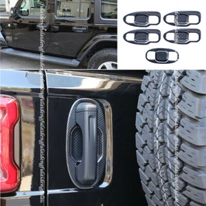 For Jeep Wrangler 2018-2023 Carbon Fiber Car Door Bowl Handle Trim Molding Cover - Picture 1 of 9
