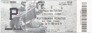 2022 Chicago Cubs Pittsburgh Pirates Ticket Stub 24. September PNC Park Suwinski HR - Bild 1 von 2