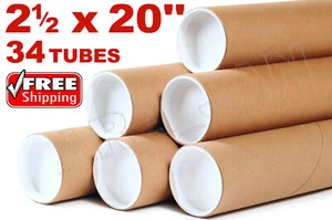 2.5 x 20" Kraft Tubes Poster Document Graphics Mailing Shipping Packing Tube 34p - Picture 1 of 1