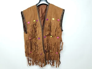 Chaleco con flecos hippie - Chaleco de cuero sintético sin mangas con aspecto hippie B-Ware - Imagen 1 de 8