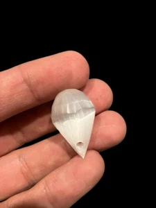 Natural White Selenite Pendant Teardrop crystal waterdrop pendant Necklace Gift - Picture 1 of 10