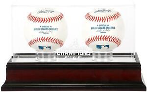 Atlanta Braves 2021 MLB WS Champs Mahogany Logo 2-Baseball Display Case
