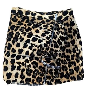 Zara Basic Cheetah Print Mini Zip Ruffle Skirt Size Women's XS - Picture 1 of 9