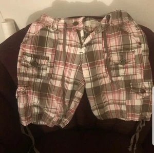 SISTER MOON WOMEN SZ. 4 Pink/ Chocolate CARGO Bermuda SHORTS-9.5" INSEAM-COTTON - Picture 1 of 9
