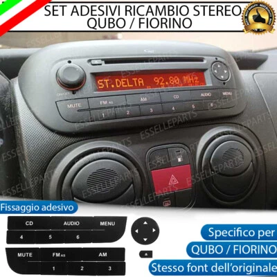 SET RICAMBIO PER TASTI AUTORADIO STEREO ORIGINALE PER FIAT QUBO FIORINO ADESIVI