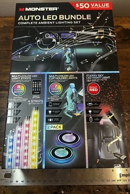 Monster 5 Piezas Tiras de Iluminación LED Automáticas Nuevo Coche Paquete Kit 3MNLT0872BOL2 Foto 1 de 4