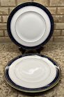 Royal Doulton Stanwyck Dinner Plates Blue Marble Band Gold England-Set Of 2