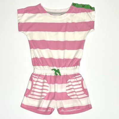Mini Boden Jersey Stripe Playsuit Shorts 5-6 years pink Jumpsuit pockets - Image 1 of 4