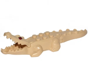 Lego Tan Crocodile / Alligator with 20 Teeth & Red Eyes Moveable Tail Albino - Picture 1 of 2
