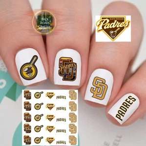 Juego de 50 calcomanías de arte en uñas tobogán acuático de béisbol de los Padres de San Diego - Imagen 1 de 5