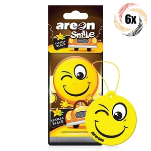 6x Packs AREON Smile Funny Car Emoji Hanging Air Freshener | Vanilla Black Scent - Picture 1 of 1