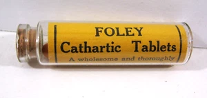 Vintage Foley & Co Cathartic Tablets Corked Pill Bottle Old Stock Stock Chicago - Picture 1 of 5